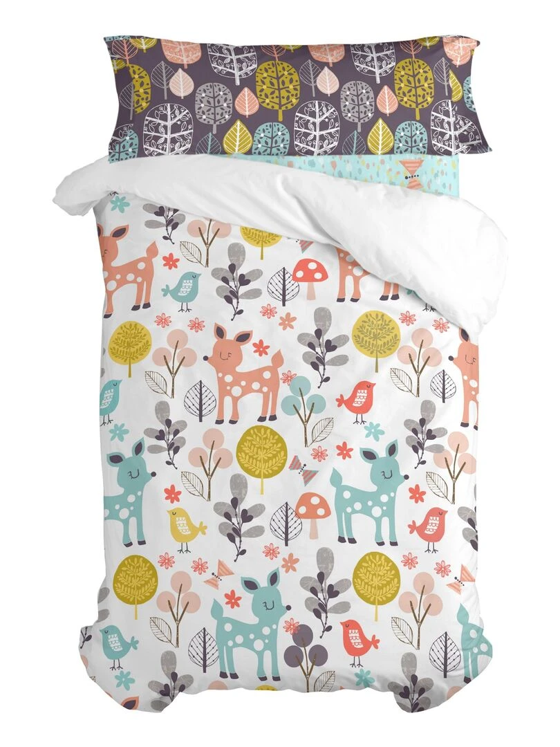 Parure housse de couette 2 pièces Woodland "Happyfriday"   Blanc