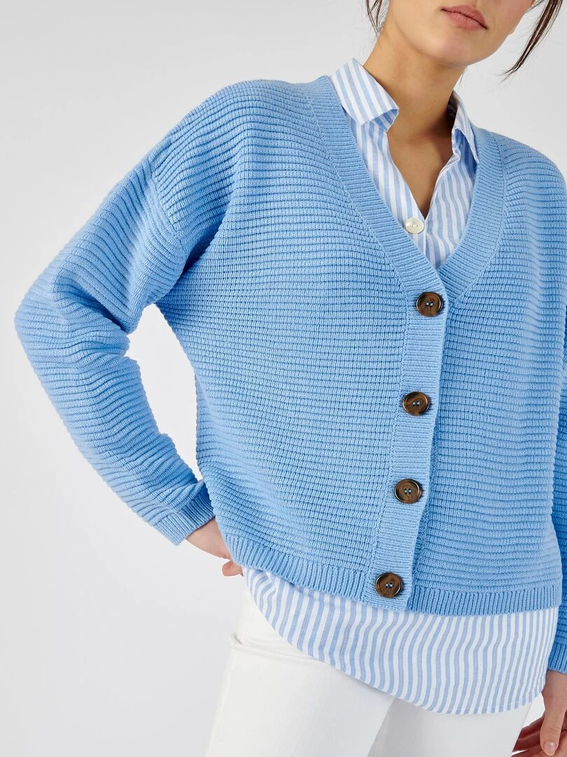 Gilet maille ottoman Damart Bleu ciel