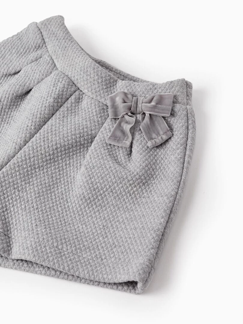 Short en maille avec nœud pour bébé fille   NOËL   Gris