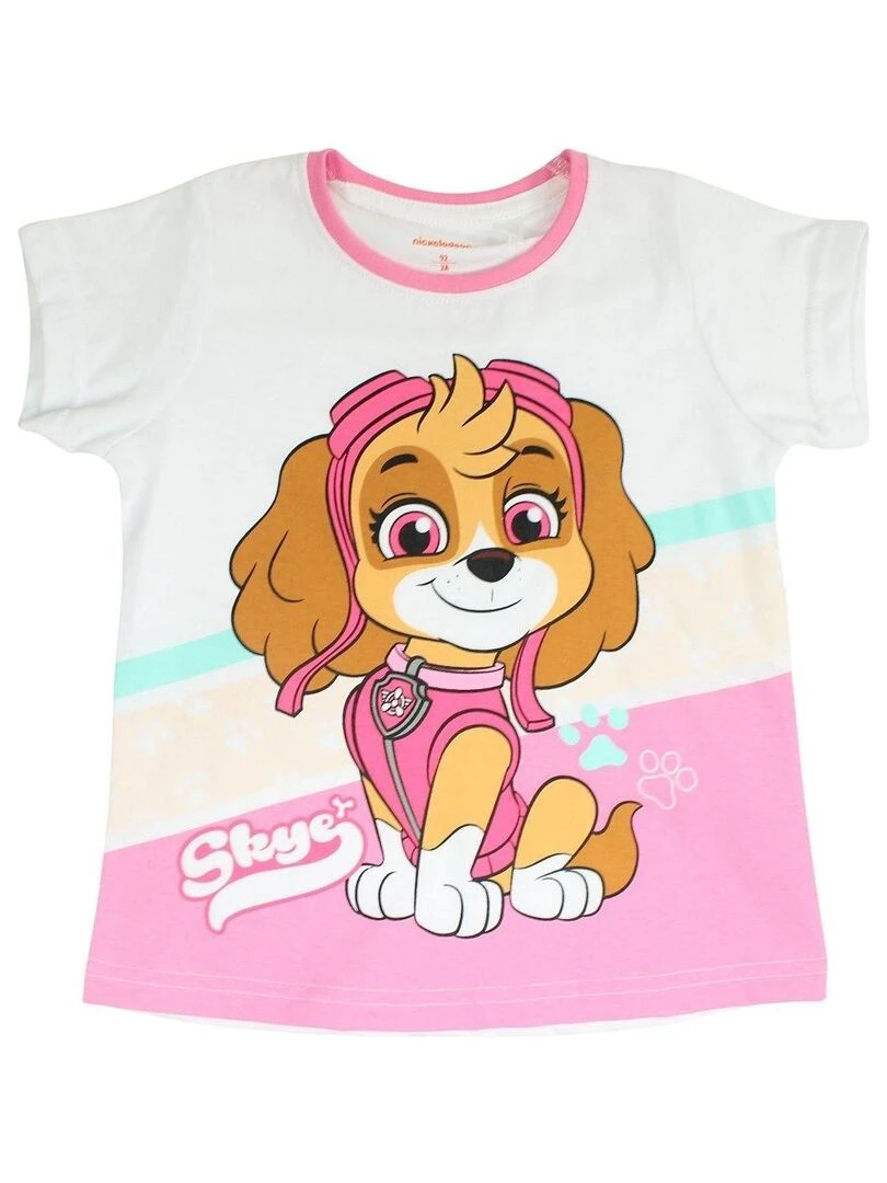 Paw Patrol Ensemble T shirt short fille Imprimé La Pat' Patrouille Rose