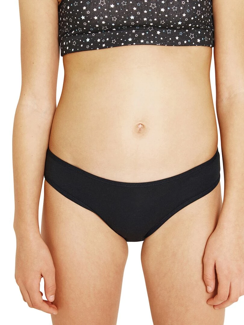 Lot de 3 slips Girl Mode by   Fille   Blanc Noir