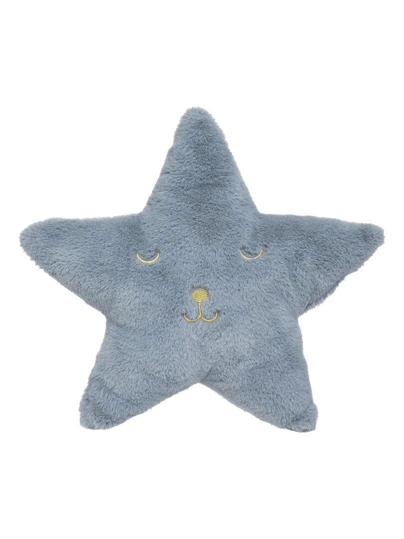 Coussin étoile imitation fourrure Bleu