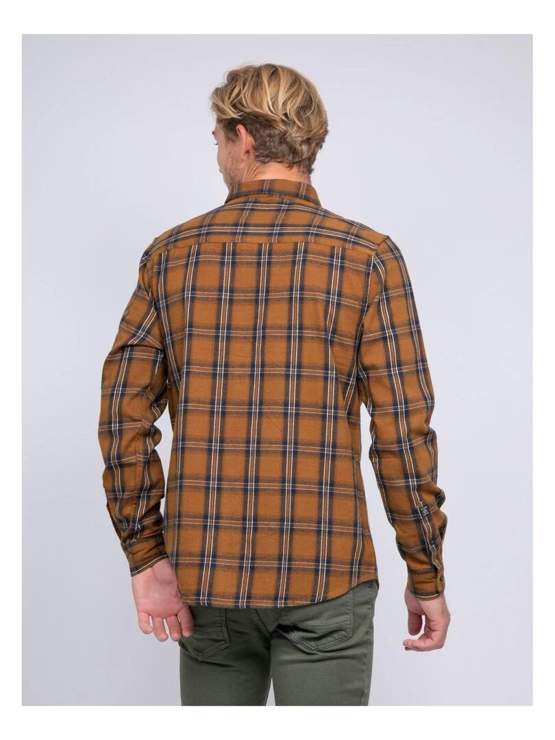 Chemise manches longues carreaux TORIKO Marron