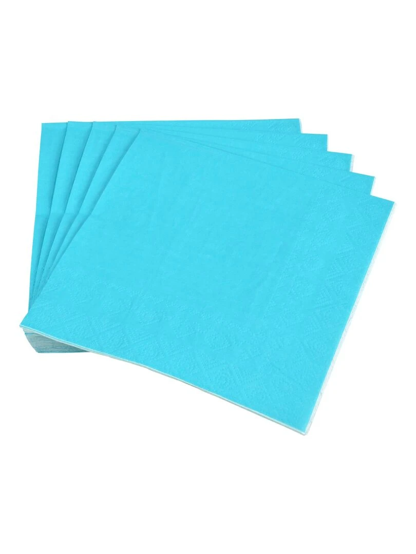 Lot de 20 serviettes en papier Tendance Uni Bleu turquoise