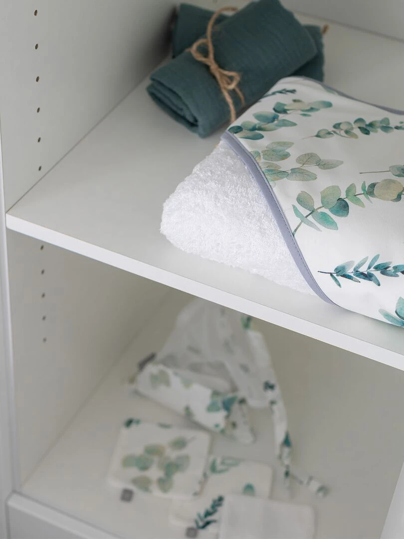 Grande cape de bain en coton et bambou Eucalyptus Blanc