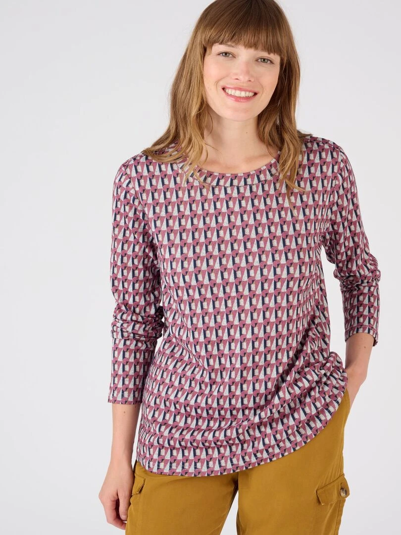 T shirt maille grattée chaude Damart Mauve