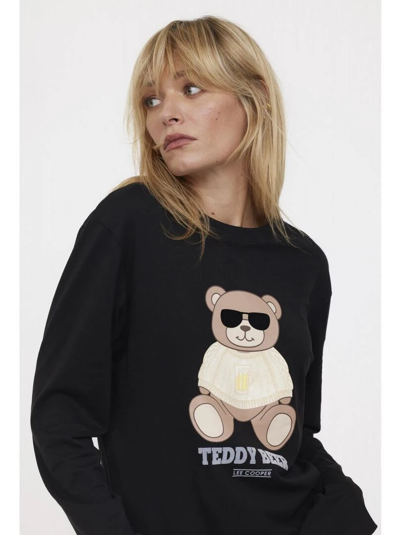 Lee Cooper   T Shirt manches longues coton regular ABEAR   Noir