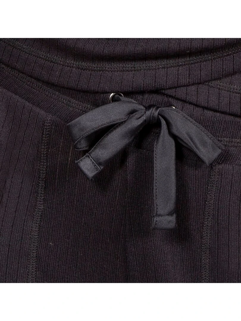 Pantalon large Femme maille côtelée Noir Noir