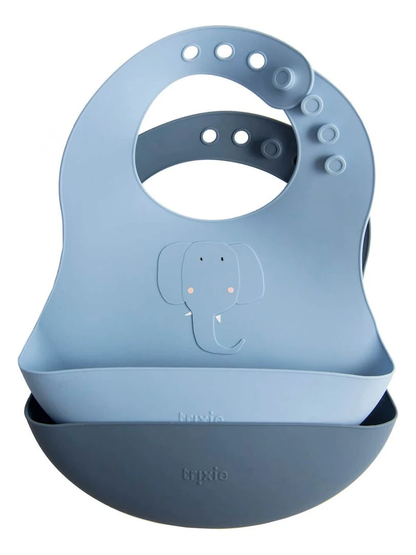 Bavoirs silicone 2pcs MRS. ELEPHANT Bleu