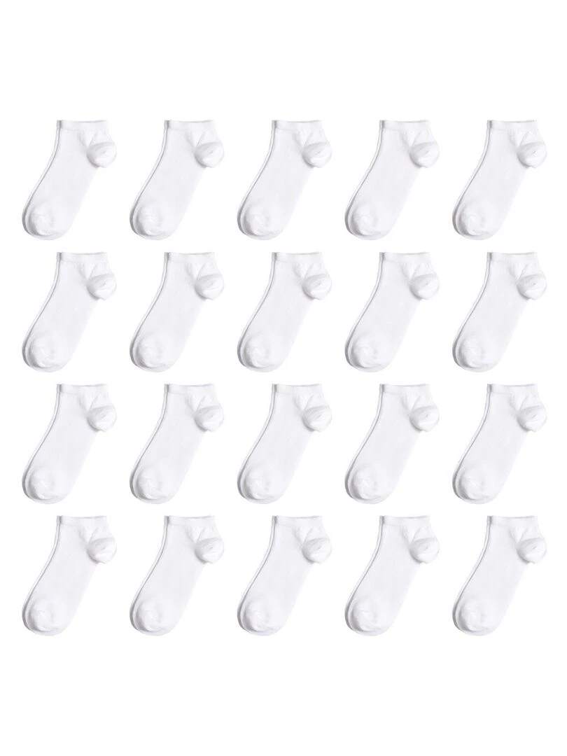 Socquettes Coton Prémium   Lot 20 Paires   Fabrication UE   Blanc