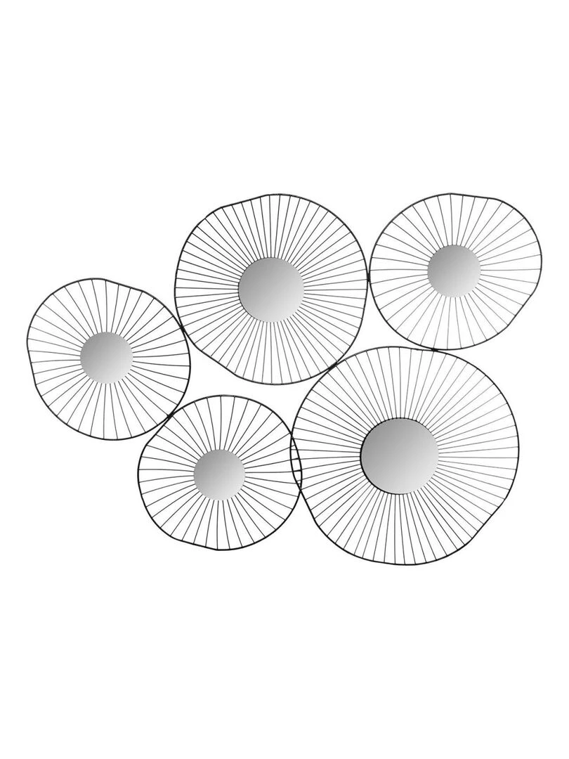 Décoration murale métal 5 miroirs noir Noir