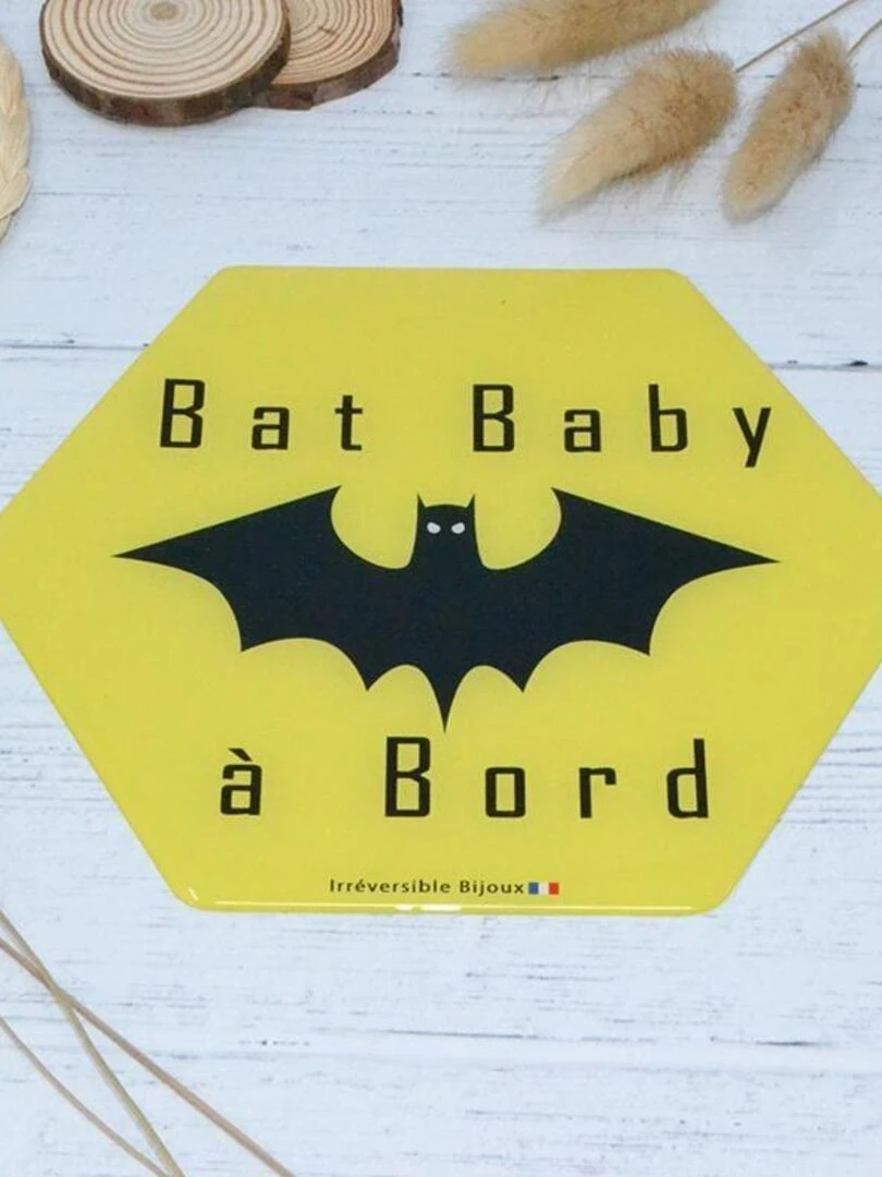 Adhésif / Autocollant bébé à bord   Bat baby   Jaune