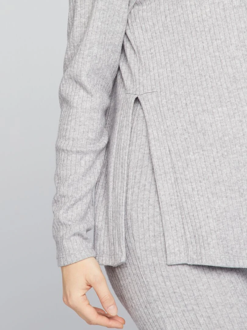 Pull grossesse loose à col rond   Gris