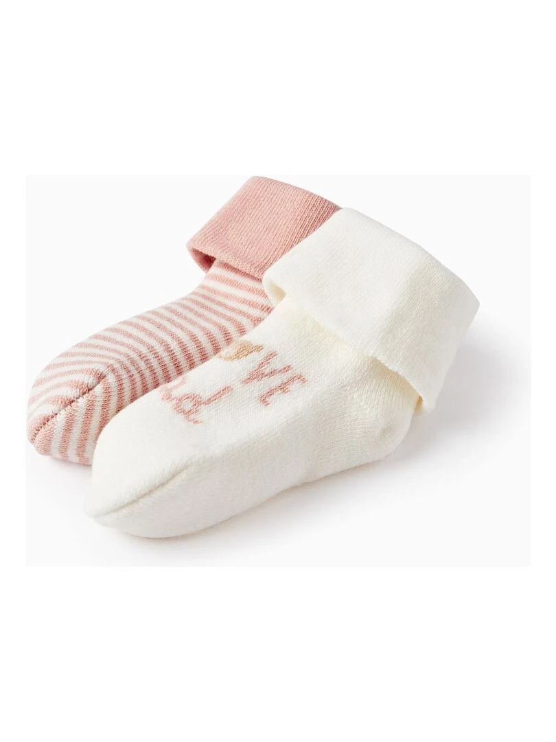 Pack 2 Paires de Chaussettes Épaisses pour Bébé Fille 'I Love Dad' ESSENTIALS LINE Multicolore