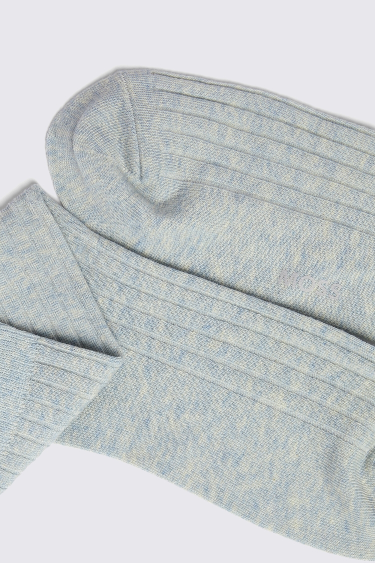 Light Blue Melange Ribbed Socks Buy Online at Moss