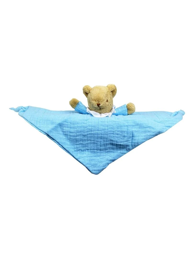 Hochet Doudou Plat Triangle Ours En Coton Bio Bleu Ciel (20 Cm) N/A