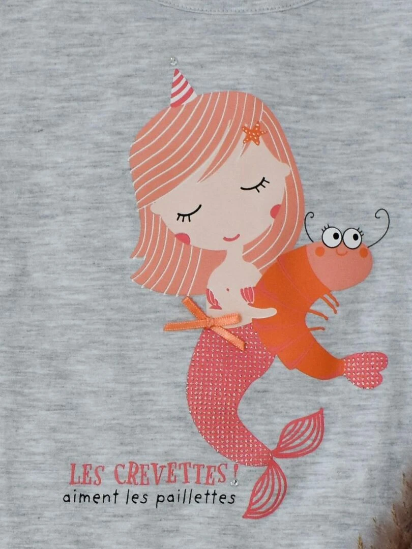 Pyjama Corsaire Jersey 'crevette À Paillettes''doo&bo' gris clair