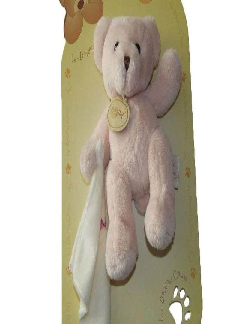doudou Babynat Ours Beige mouchoir blanc BN3534 Les Douceurs Pantin Beige