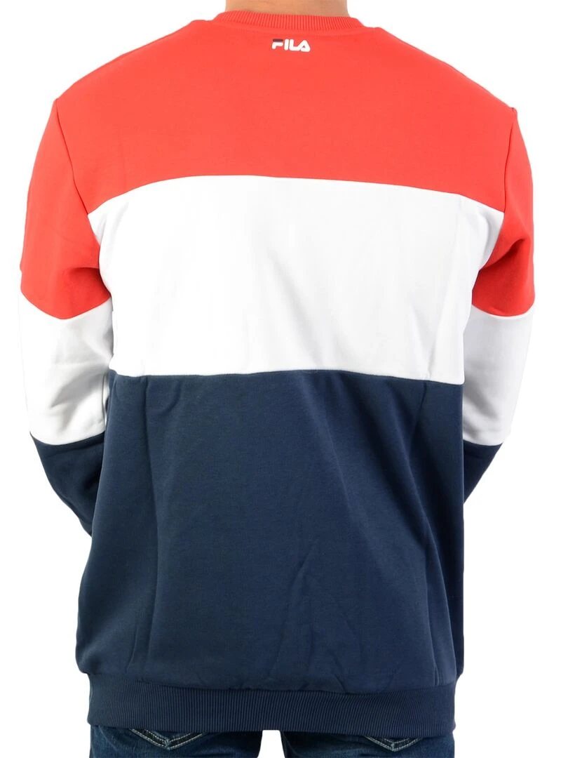 Sweat Fila Men Straight Blocked Crew Rouge