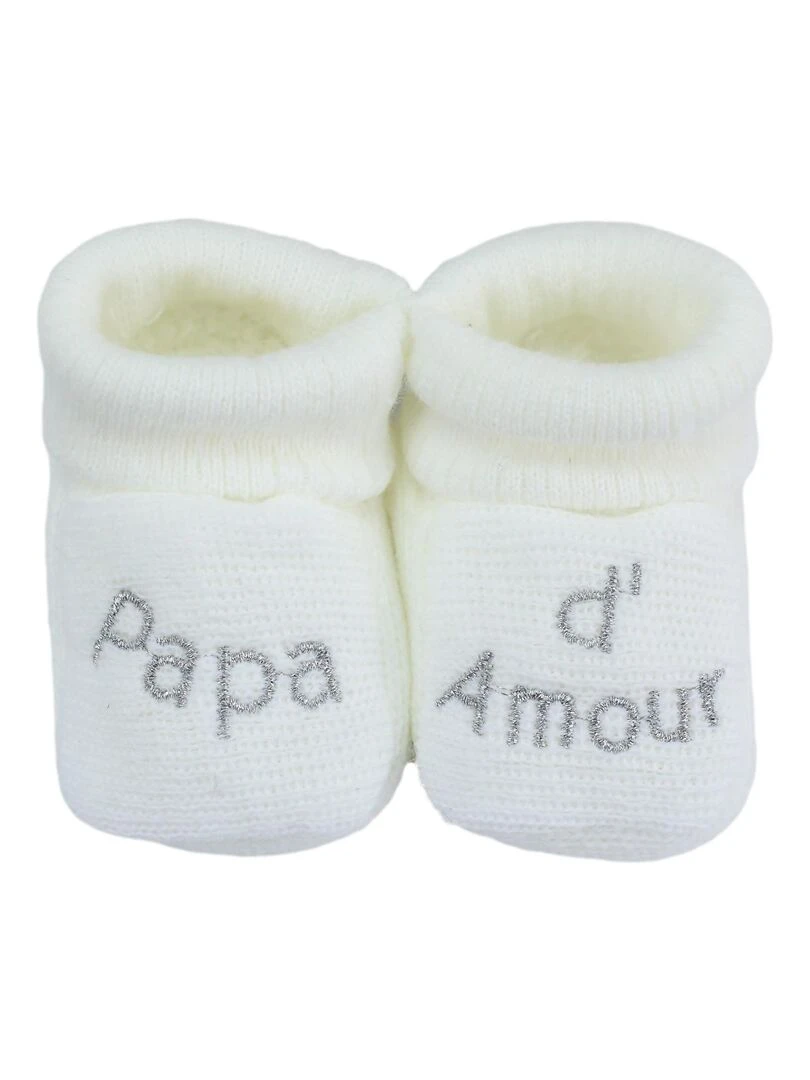 Chaussons naissance message Papa d'Amour Blanc
