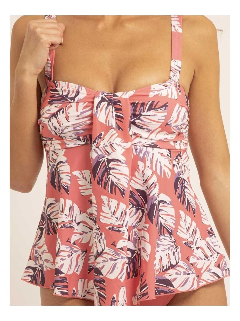 Maillot 2 pièces tankini motifs GAELLE   Rose