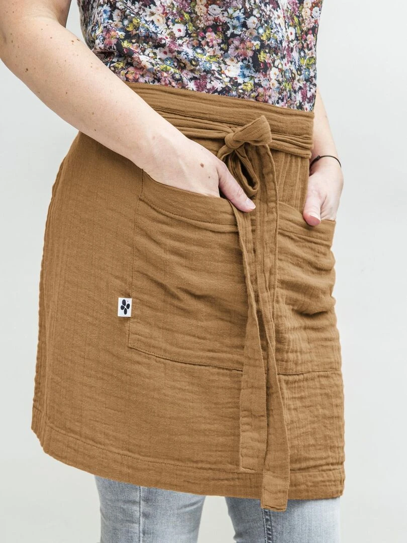 Tablier Gaze de coton Collection Gaia Marron caramel