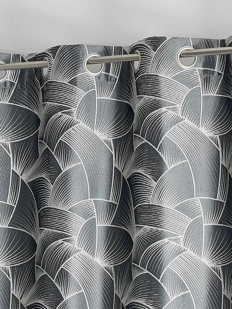 Rideau d'ameublement à jacquard japonisant   Gris clair