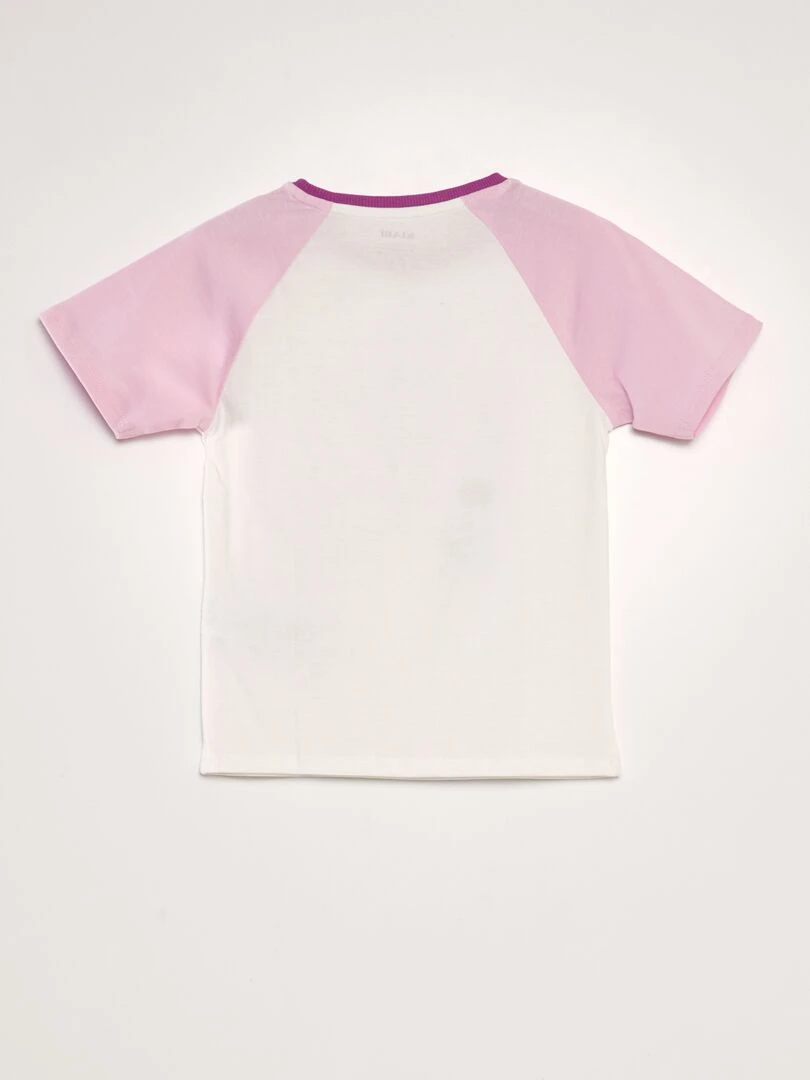 T shirt en coton à col rond   Blanc/rose