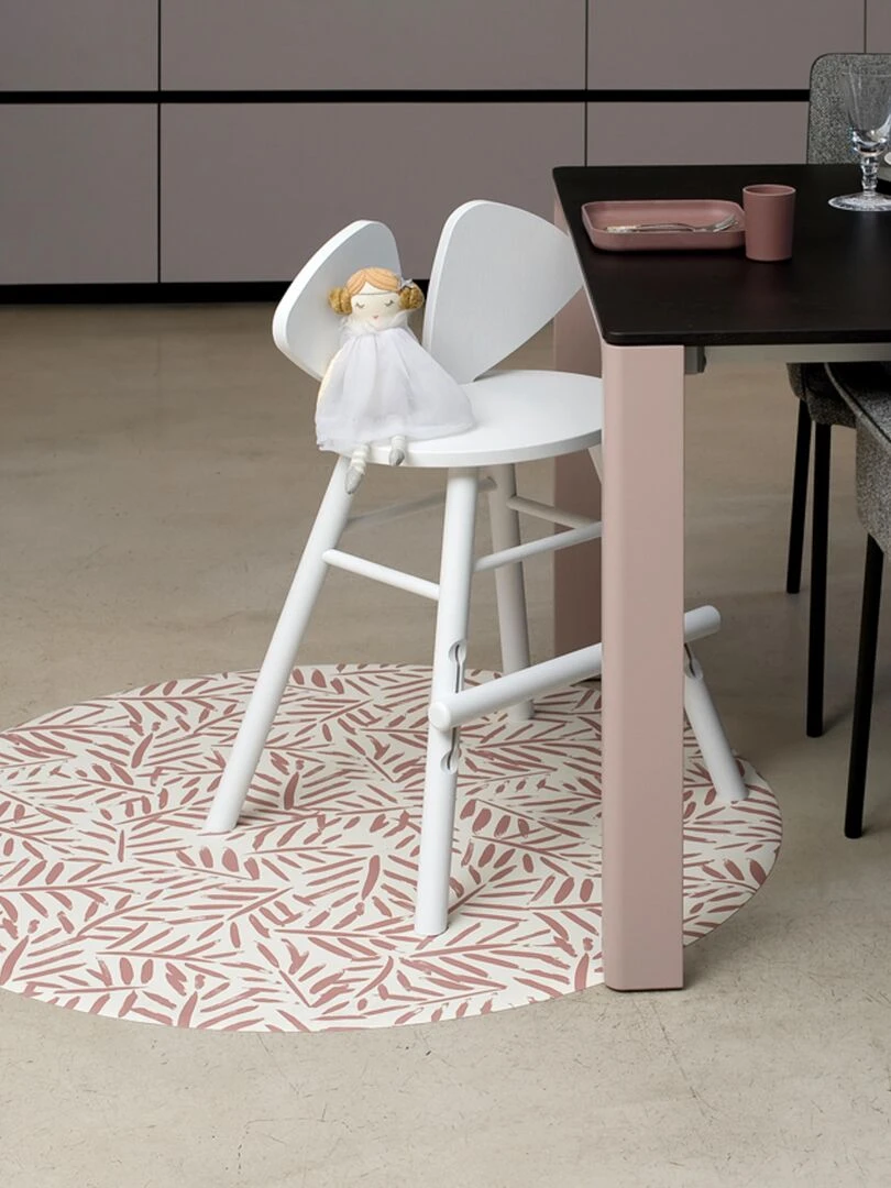 Tapis protège sol rond feuille LEAVES SEA SHELL Rose clair