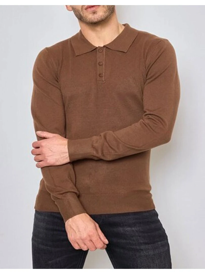 Pull col polo Kebello Marron