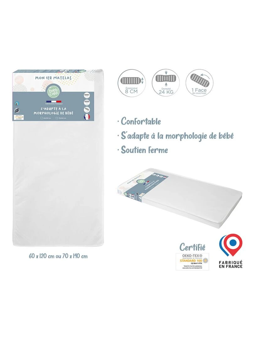 Matelas bébé Mon 1er Matelas – 60x120 cm Blanc