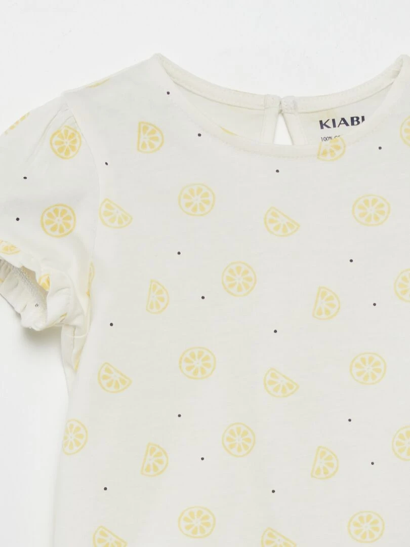 Ensemble legging + t shirt imprimé   2 pièces   Jaune