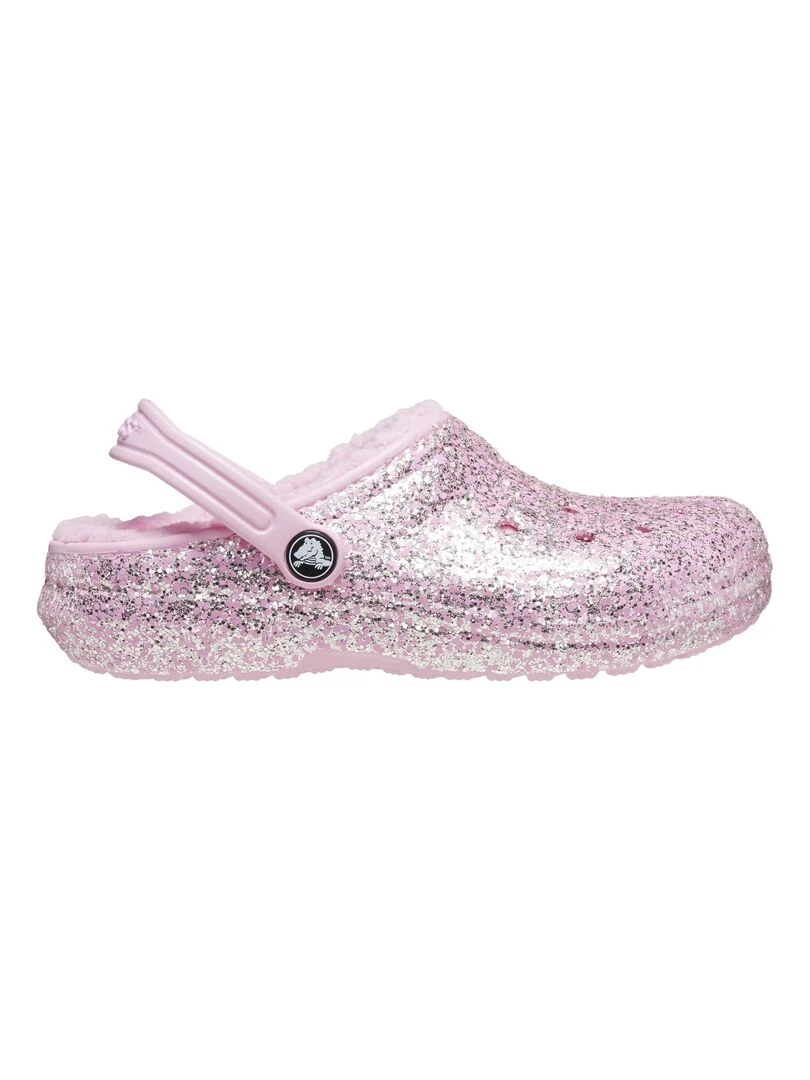 Sabot à Enfiler Crocs Enfant Classic Lined Glitter Flamingo Rose