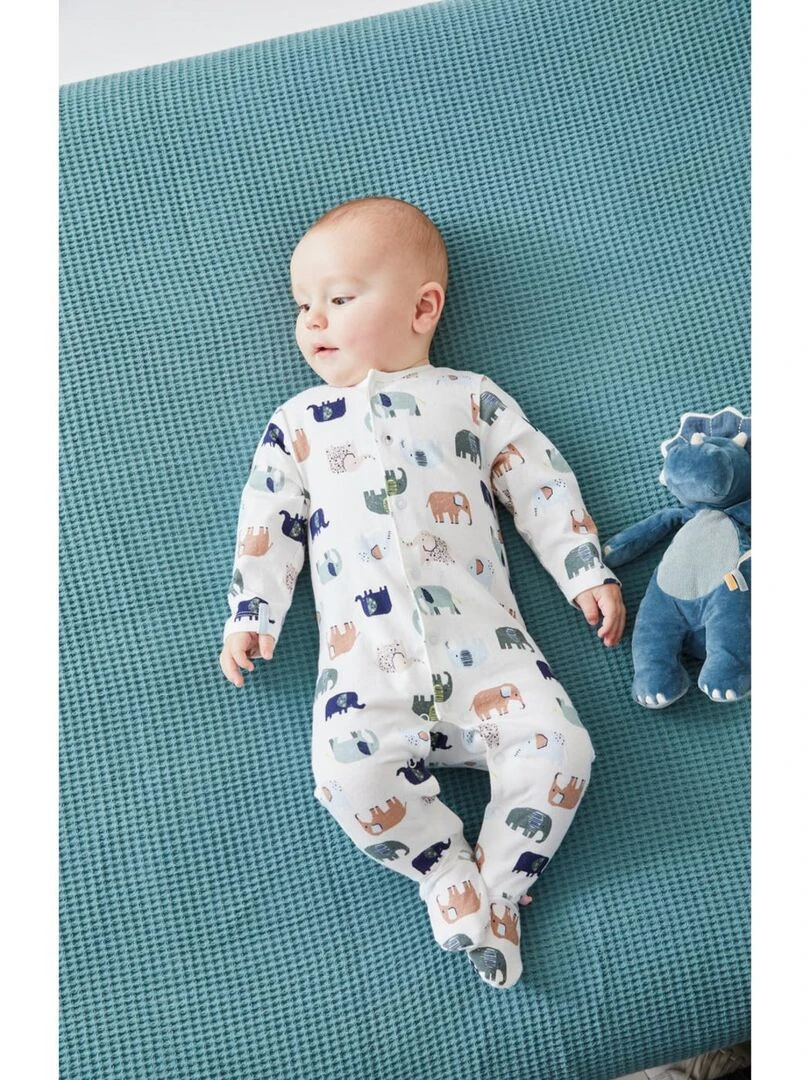 Pyjama 1 pièce imprimé éléphants en jersey    Noukie's   Beige