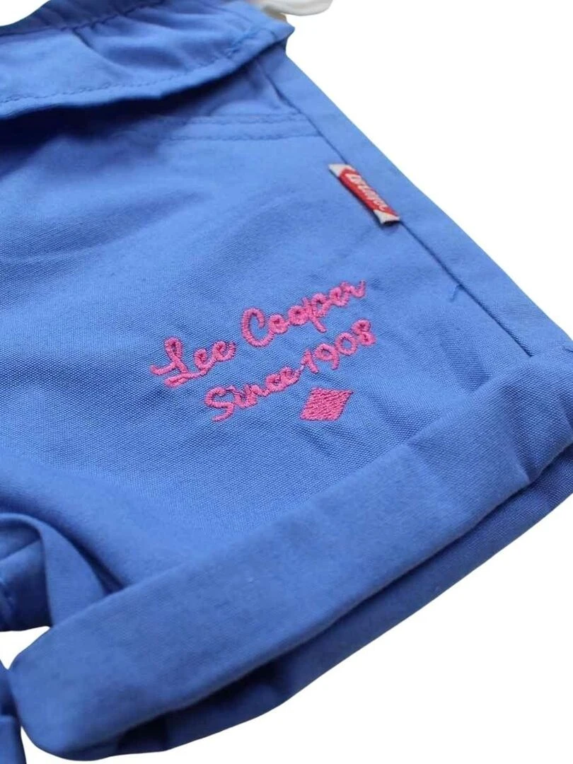 Lee Cooper   Ensemble T shirt short bébé fille Imprimé Logo   Bleu