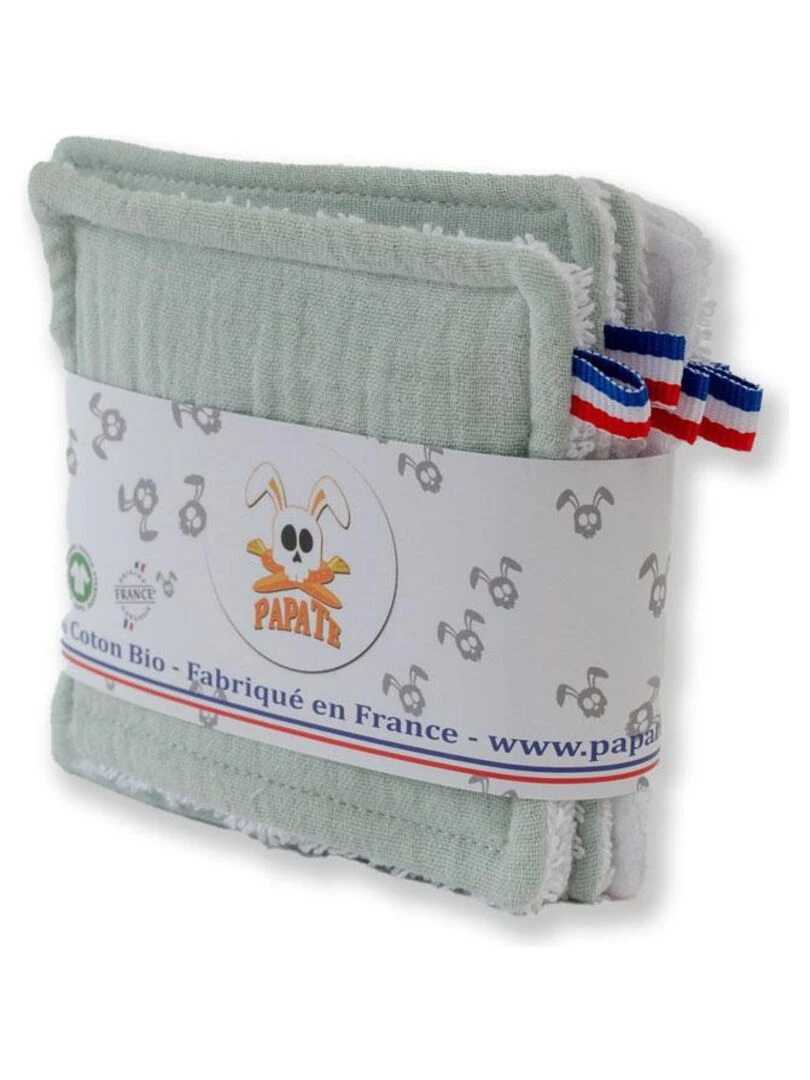 Lingettes lavables en Coton Bio Blanc et Vert Blanc Vert