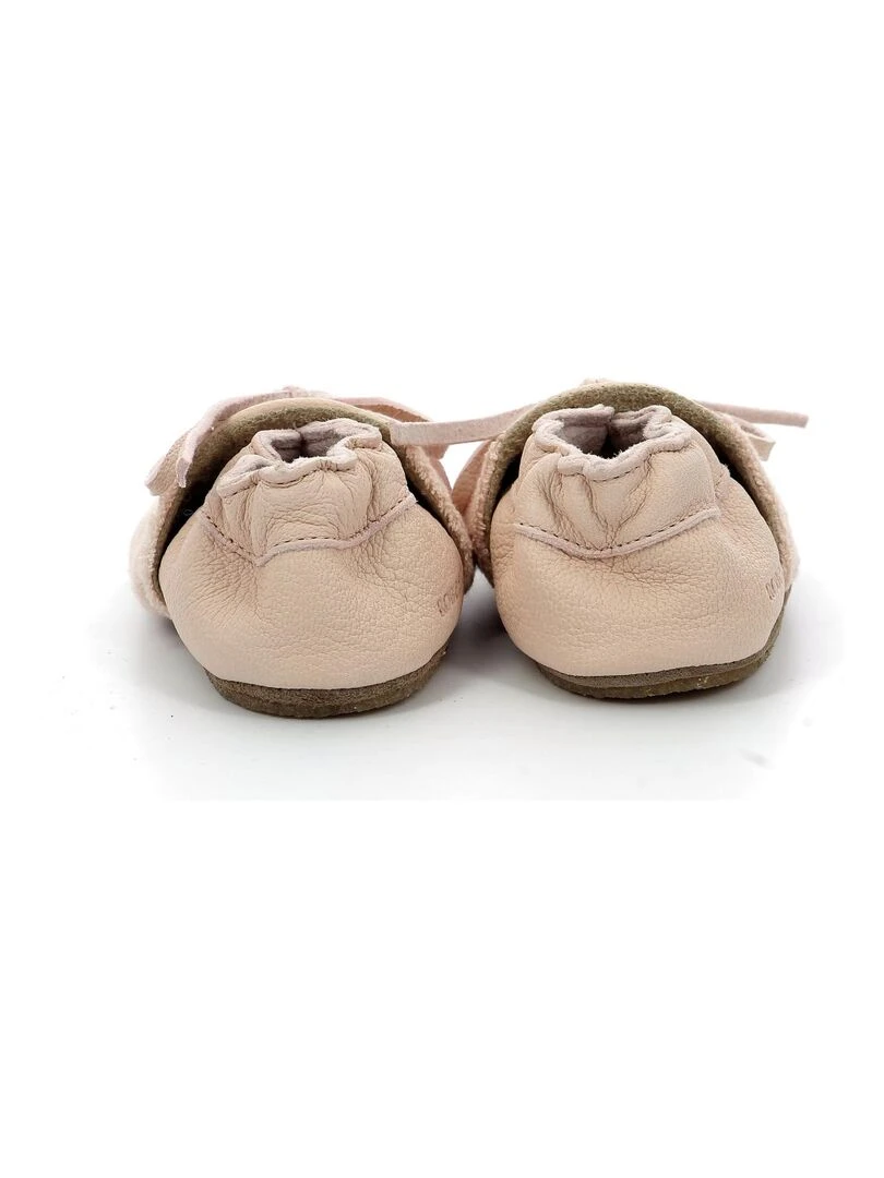 Chaussons Cuir Fleece Crp   Rose