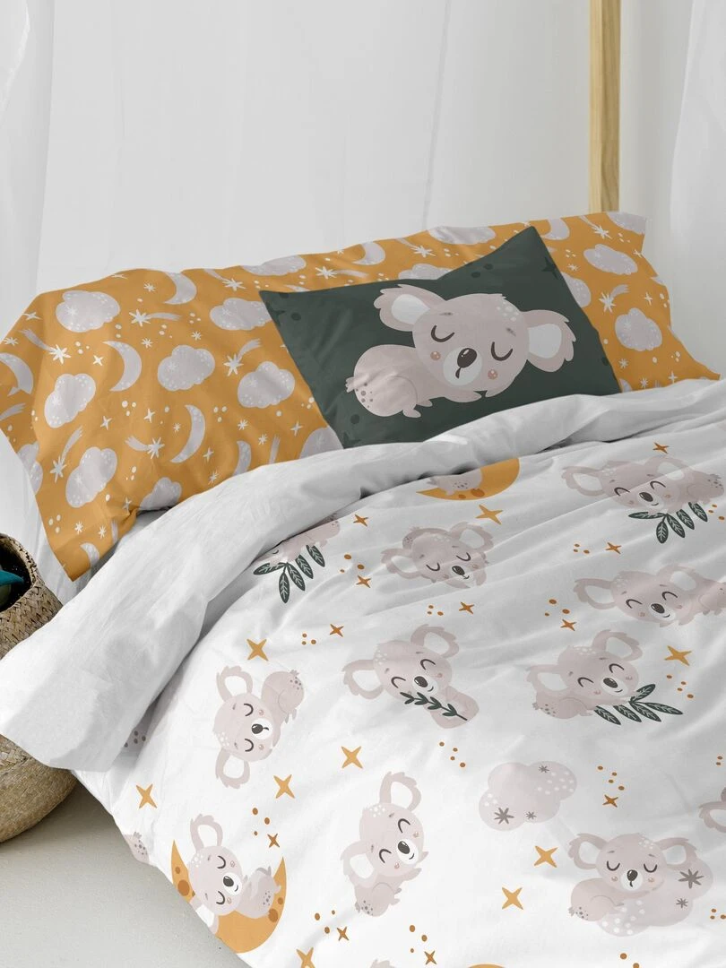 Parure housse de couette 2 pièces Baby koala "Happyfriday" Multicolore