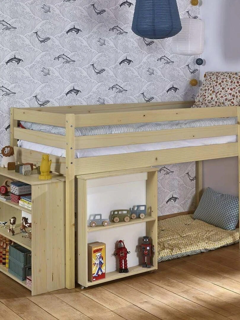 Lit enfant combiné avec matelas Davon   AKITEN RETAIL   Marron