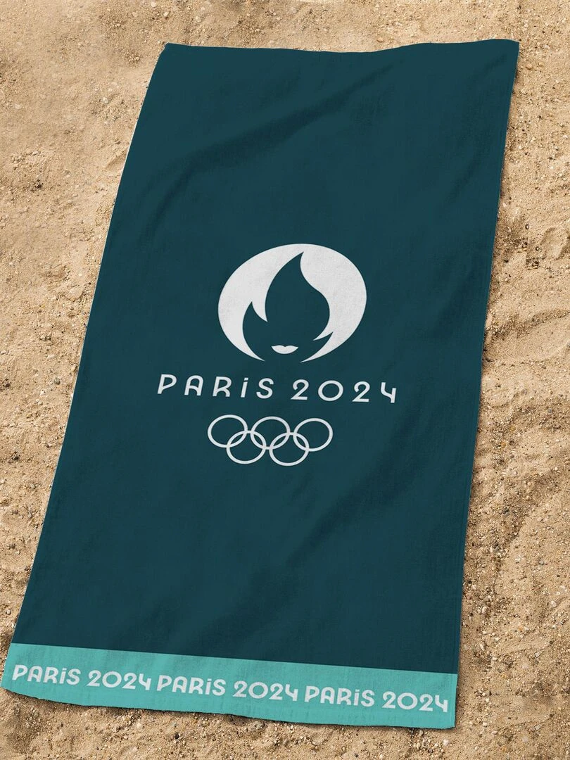 Drap de plage imprimé 100% coton PARIS 2024 JEUX OLYMPIQUES JEUX Bleu