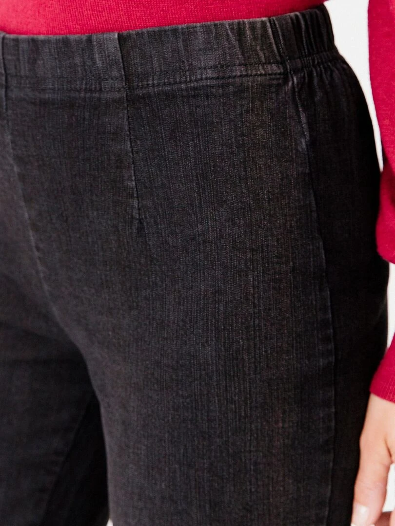 Pantacourt jean effet ventre plat extensible   Damart   Noir