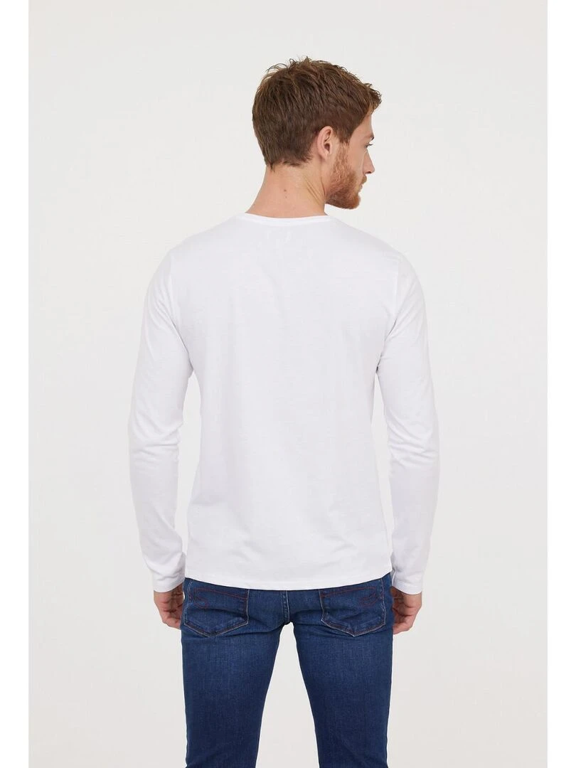 Lee Cooper   T Shirt manches longues coton regular AJESSY   Blanc