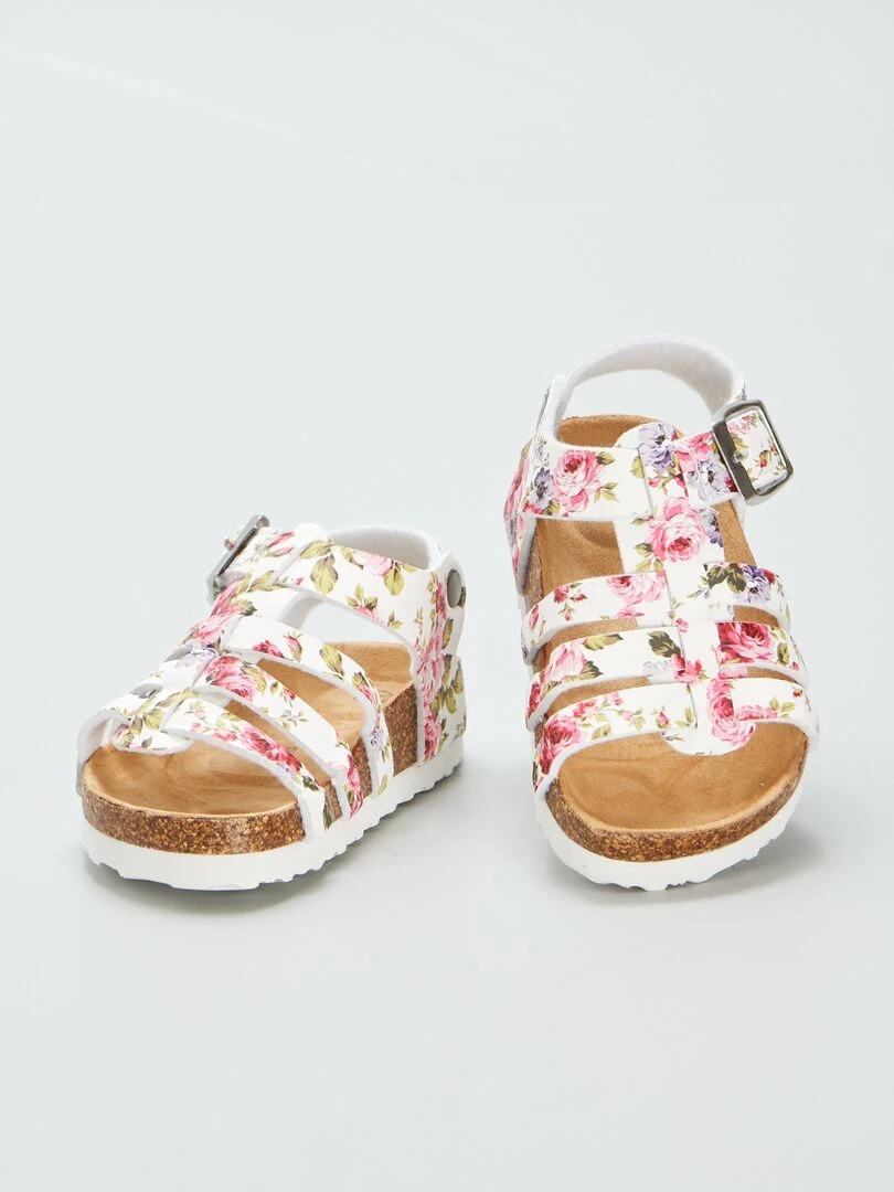Sandales avec boucles fantaisies   Blanc/rose