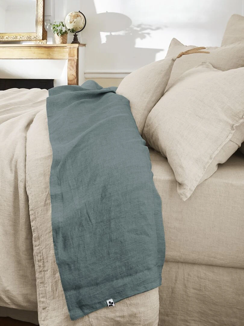 Drap plat lin lavé collection Soline gris anthracite