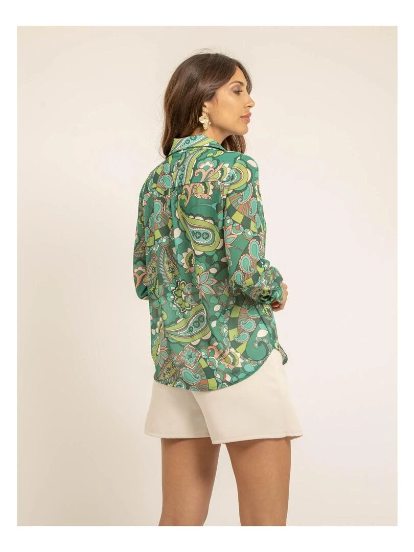 Chemise voile motifs ONICHI   Vert