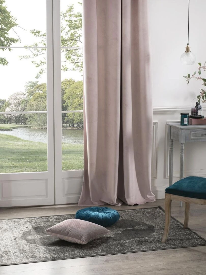 Rideau en velours occultant Rose clair