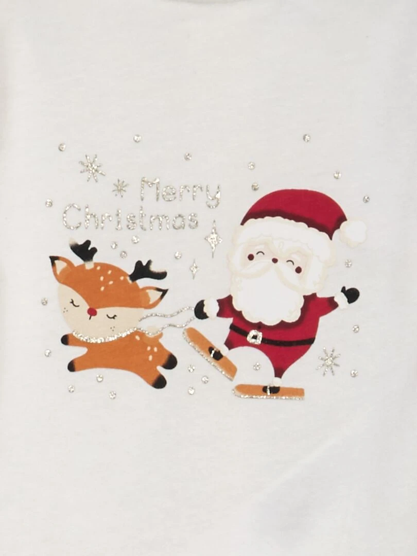 Tee shirt de Noël avec père Noël   Blanc