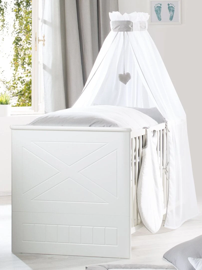 ROBA Lit bébé évolutif "Constantin" 70x140 Hauteur Réglable 0 à 7 Ans Blanc/Blanc Canadien Blanc