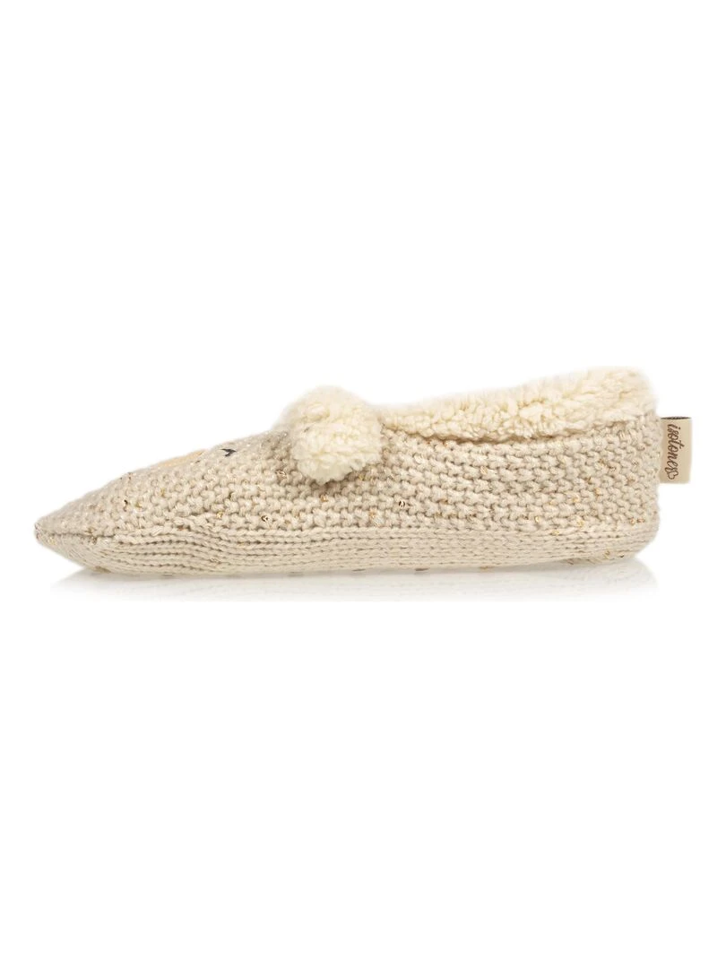 Chaussettes chaussons Femme Sequins Ours   Beige