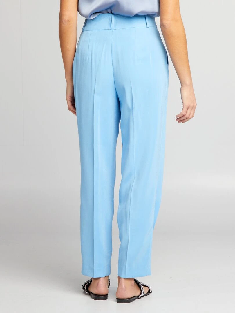 Pantalon droit à taille haute   Bleu